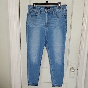 J Crew High Rise Skinny Stretch Raw Hem Light Blue Ankle Jeans- 31